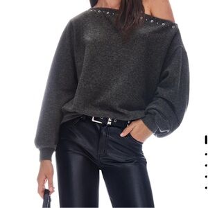 Bershka Off-Shoulder Charcoal Sweater